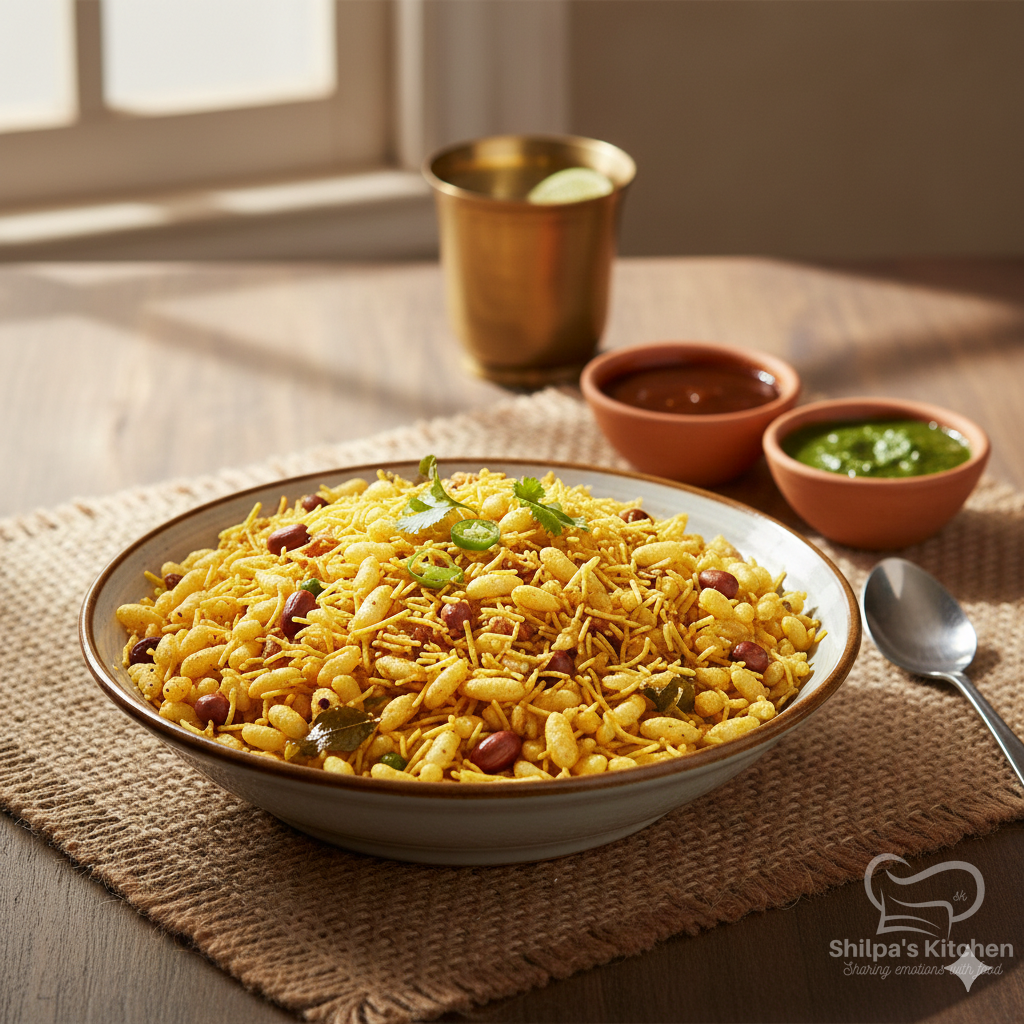Homemade Garlic Sev Mamra - Gujarati snack from Shilpa Kitchen Surat